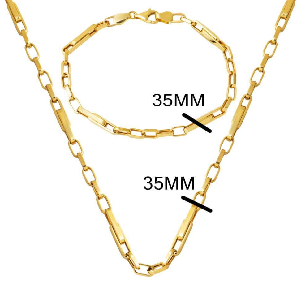 İtalyan 14 Ayar Altın Ataç Zincir Bileklik Set