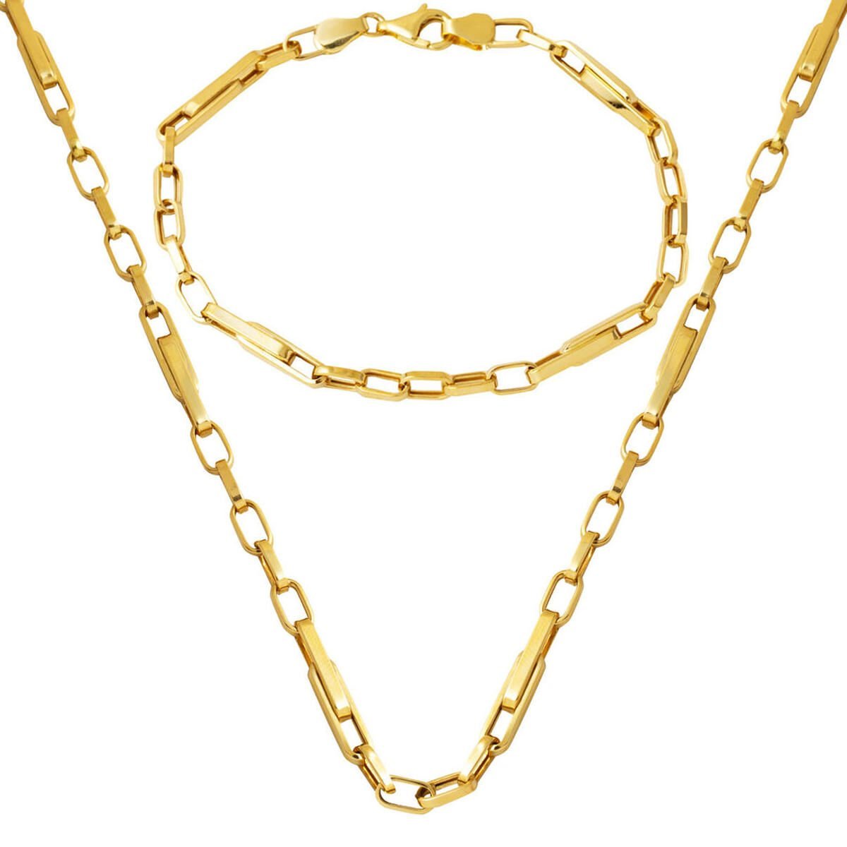 İtalyan 14 Ayar Altın Ataç Zincir Bileklik Set