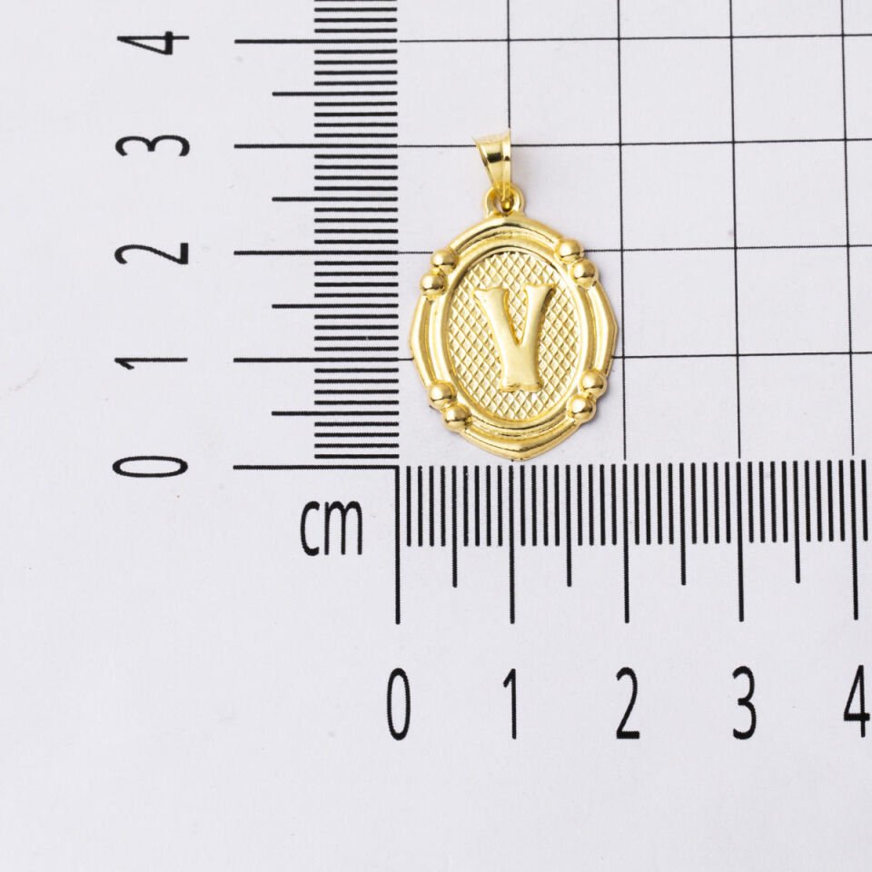 İtalyan V Harfi 14 Ayar Altın Kolye Ucu