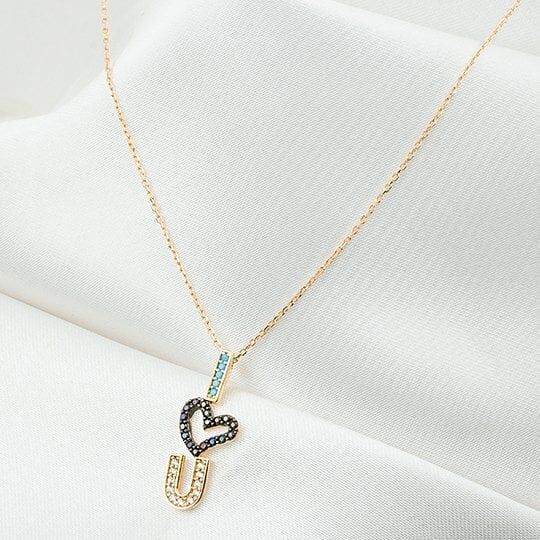Favori Gold I Love You Yazılı Altın Kolye