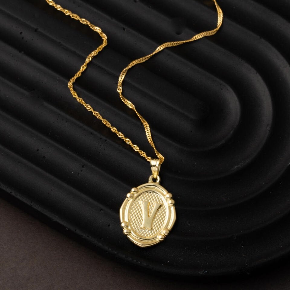 İtalyan V Harfi 14 Ayar Altın Kolye