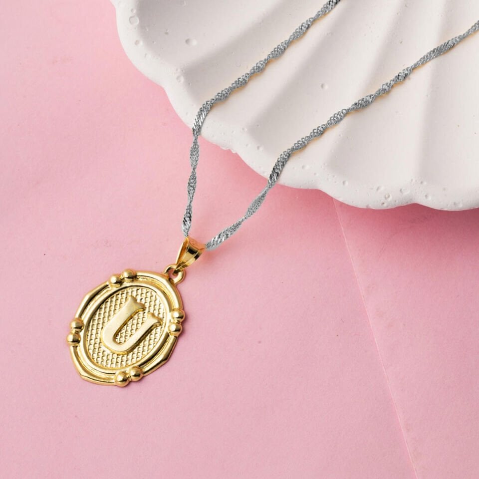 14 Ayar İtalyan U Harfi Altın Kolye Ucu