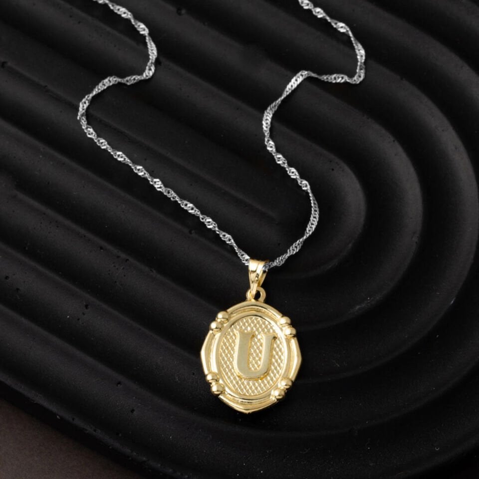 14 Ayar İtalyan U Harfi Altın Kolye Ucu
