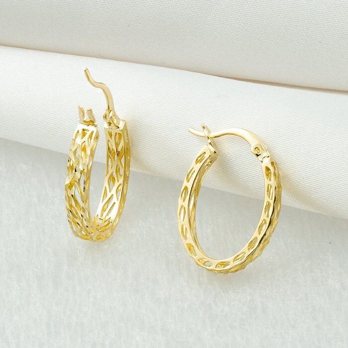 Favori Gold İtalyan Oval Altın Küpe