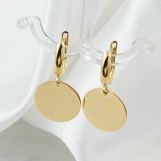 Pullu İsim Yazılabilen 14 Ayar Altın Küpe