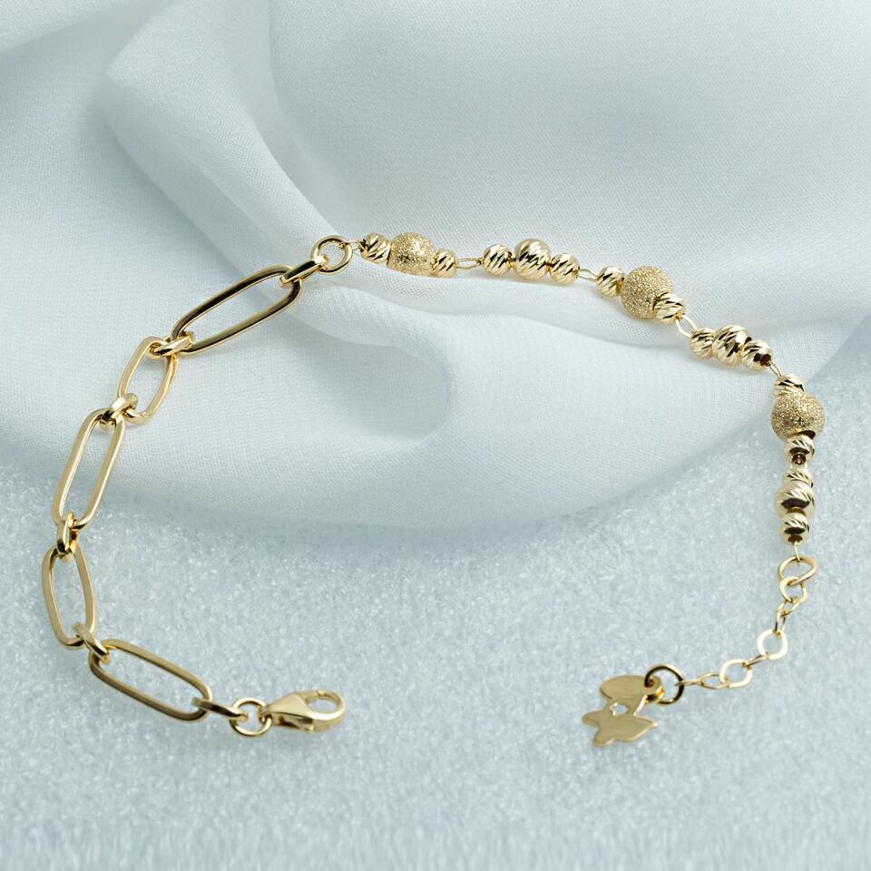 Kelebekli Toplu Halkalı Altın Bileklik