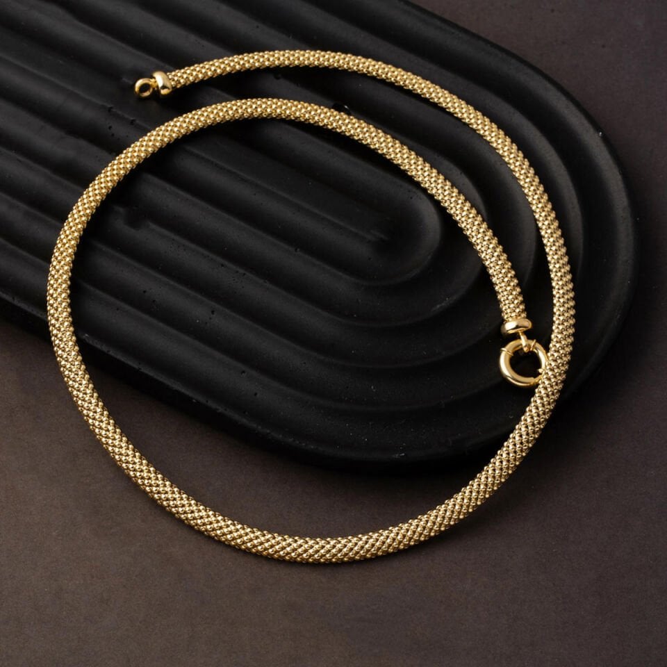 Halka Kilitli 14 Ayar Altın Gerdanlık Kolye