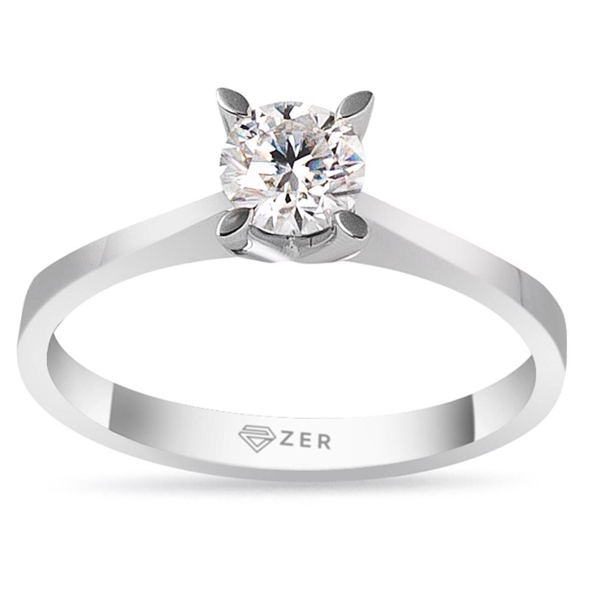 0,38 Karat Mozanit Tektaşlı Altın Yüzük