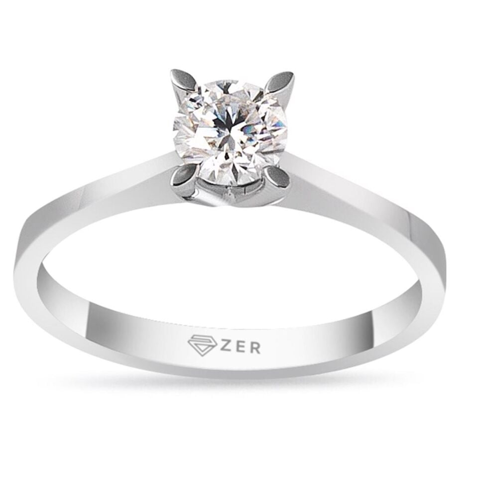 0,38 Karat Mozanit Tektaşlı Altın Yüzük