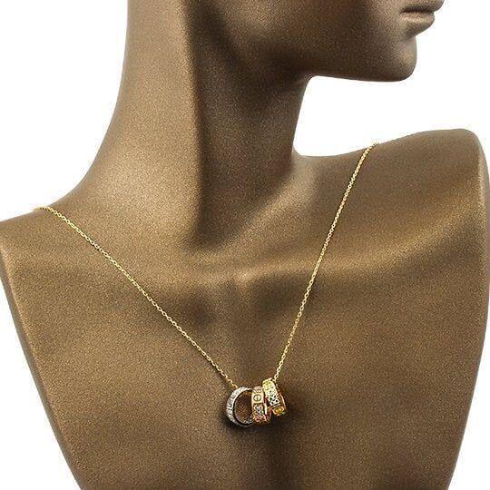 Tria Üç Renk 14 Ayar Altın Kolye