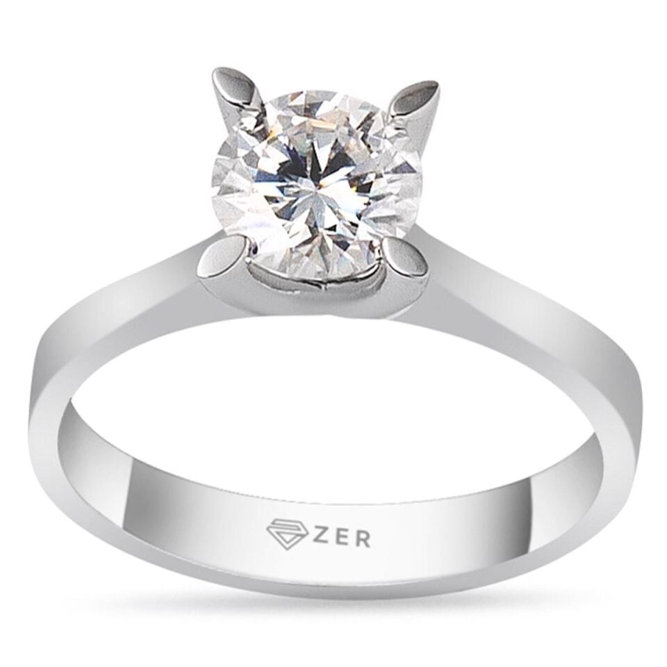 0,95 Karat Mozanit Tektaşlı Altın Yüzük