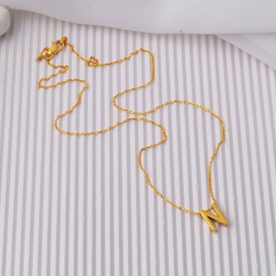 22 Ayar N Harfi Altın Kolye