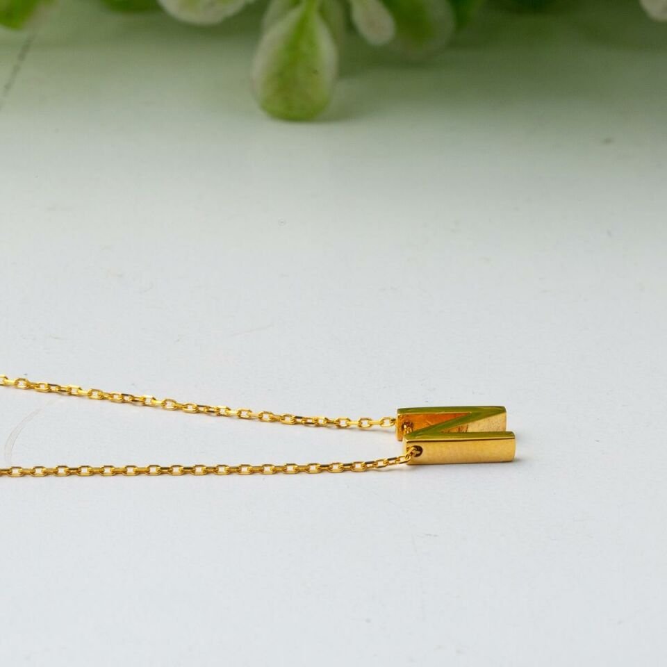 22 Ayar N Harfi Altın Kolye