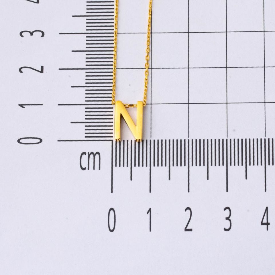 22 Ayar N Harfi Altın Kolye