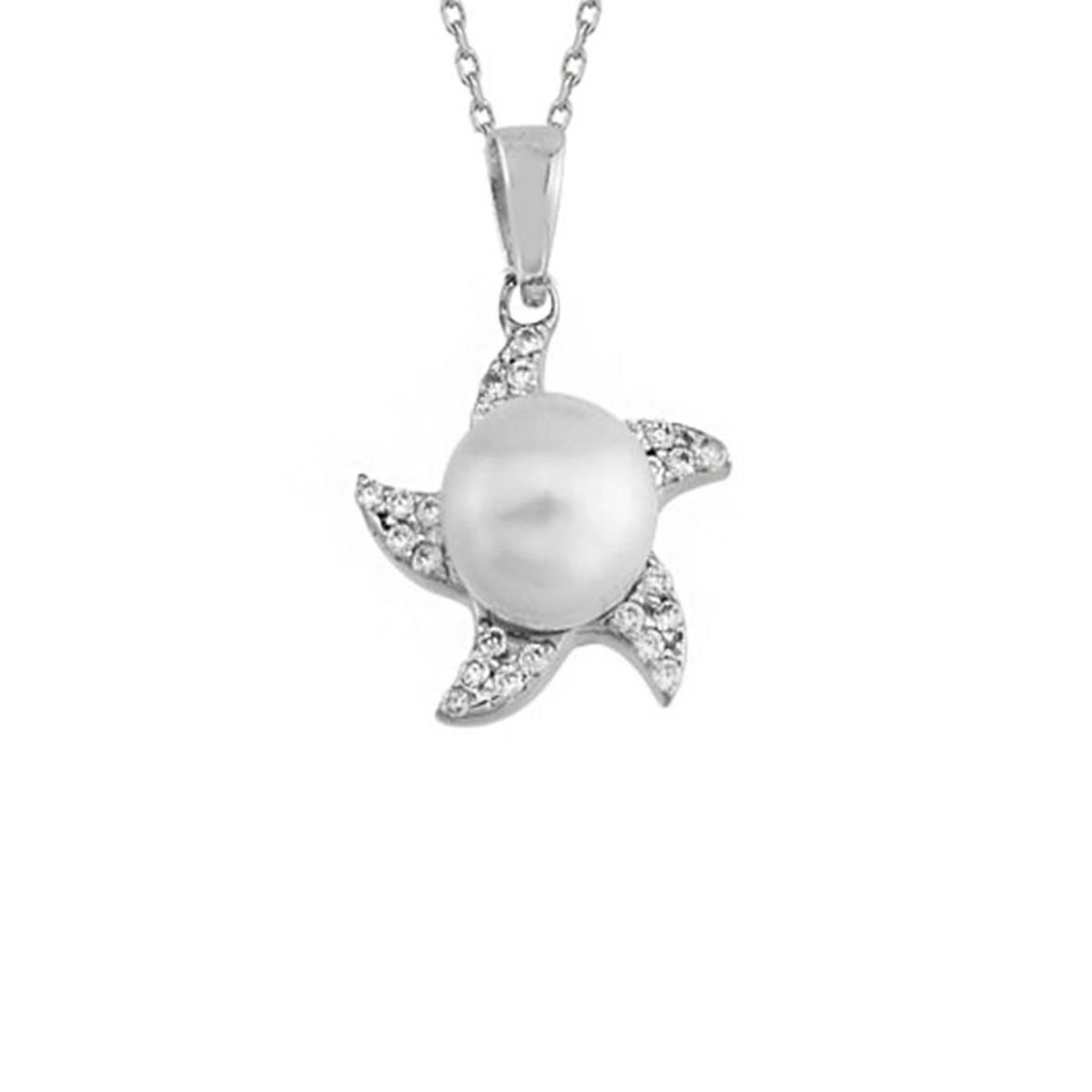 Andrea İncili Beyaz Altın Kolye