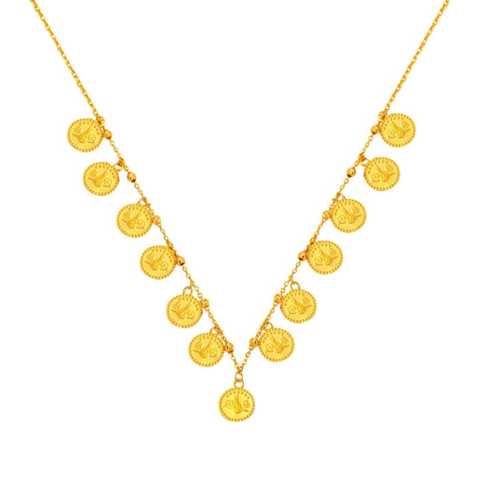 Tuğra Dizili 22 Ayar Zincirli Altın Kolye