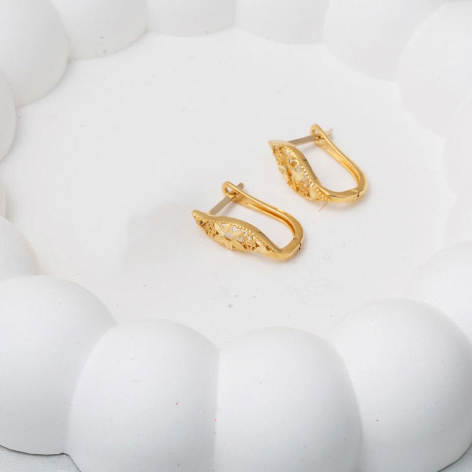 Yaşam Çiçeği 14 Ayar Altın Küpe