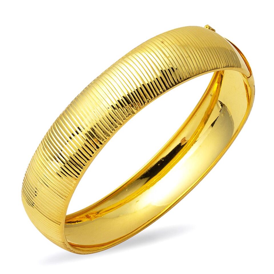 1.5 cm Enli Taşsız Kelepçe Altın Bilezik