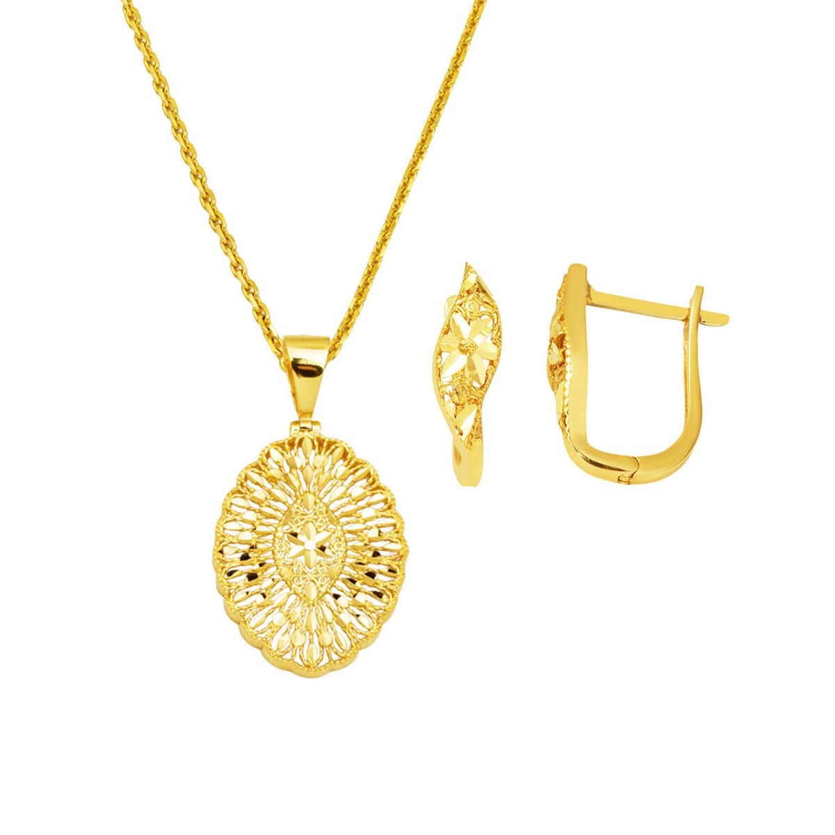 Yaşam Çiçeği 14 Ayar Altın İkili Takı Seti