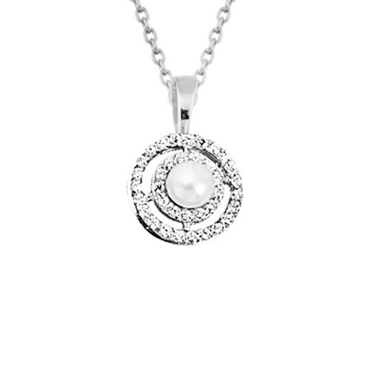 Asti İncili Beyaz Altın Kolye