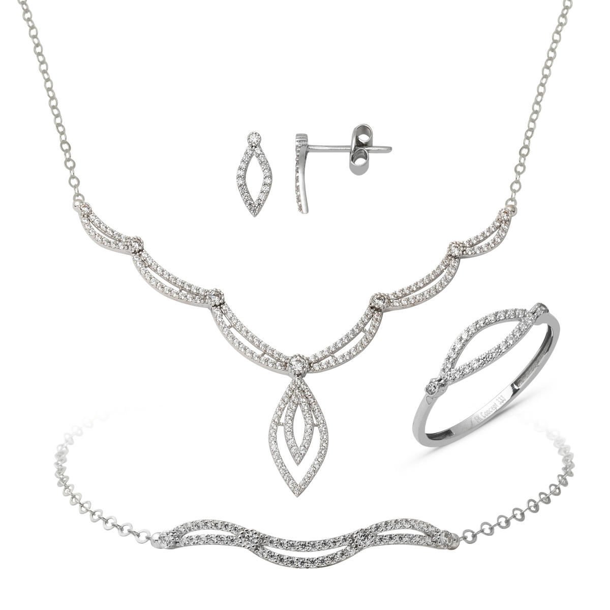 Minimal Tasarım Nişan Set Takımı Beyaz Altın