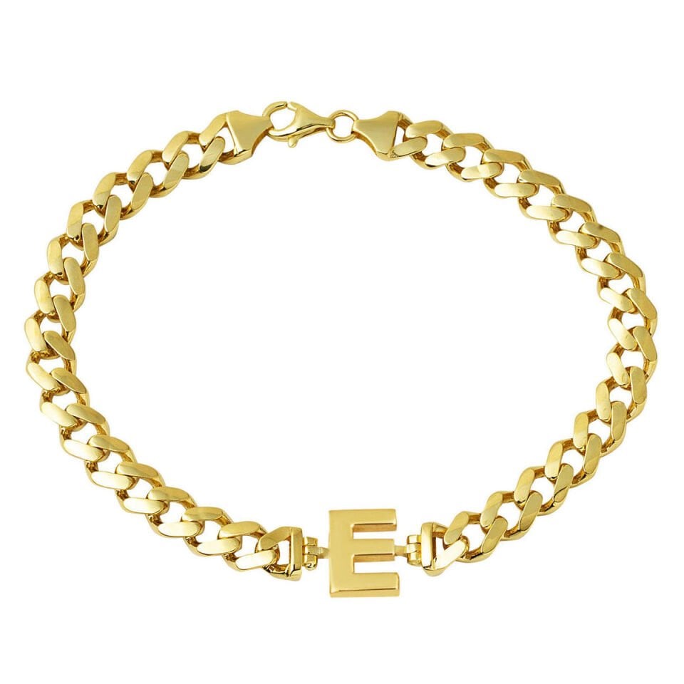 E Harfi 14 Ayar Altın Gurmet Bileklik