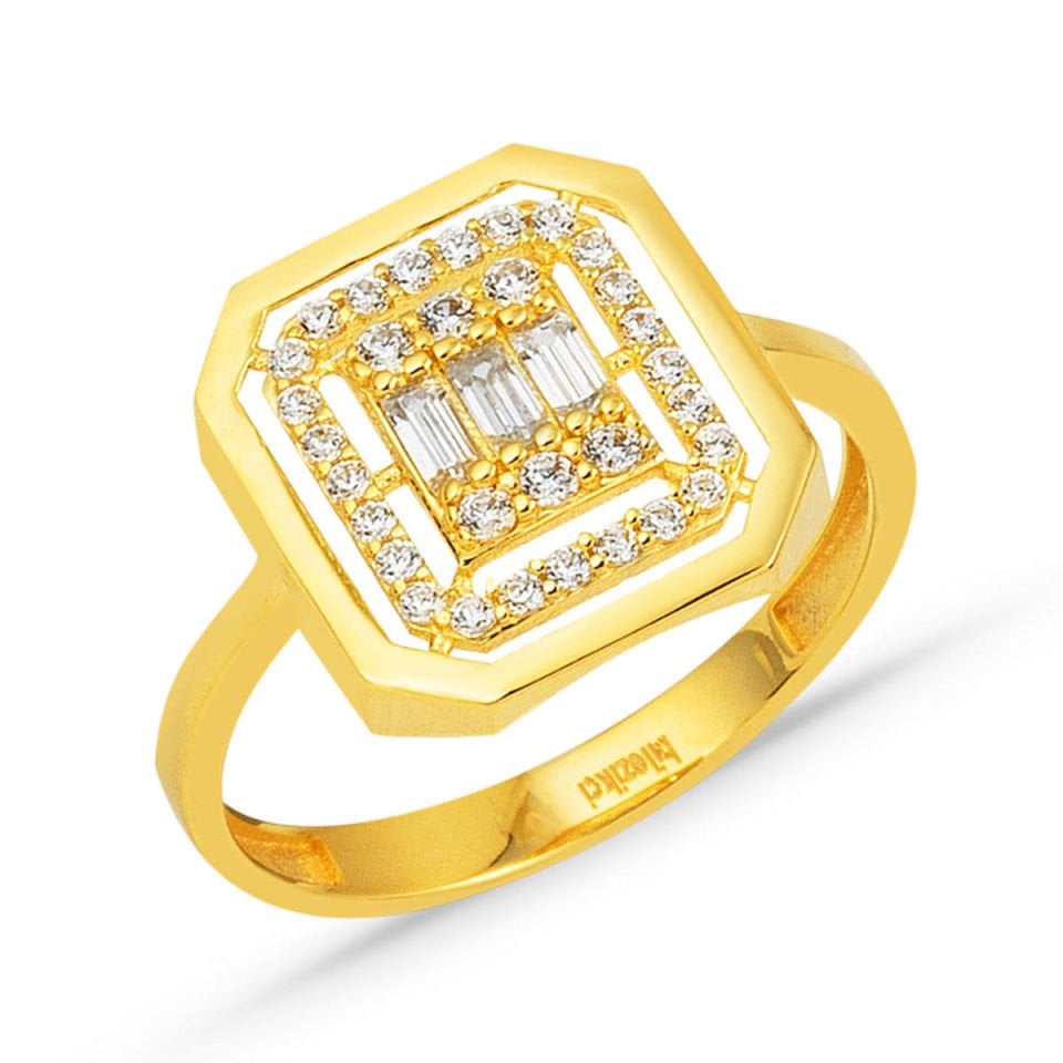 22 Ayar Baget Taşlı Altın Yüzük