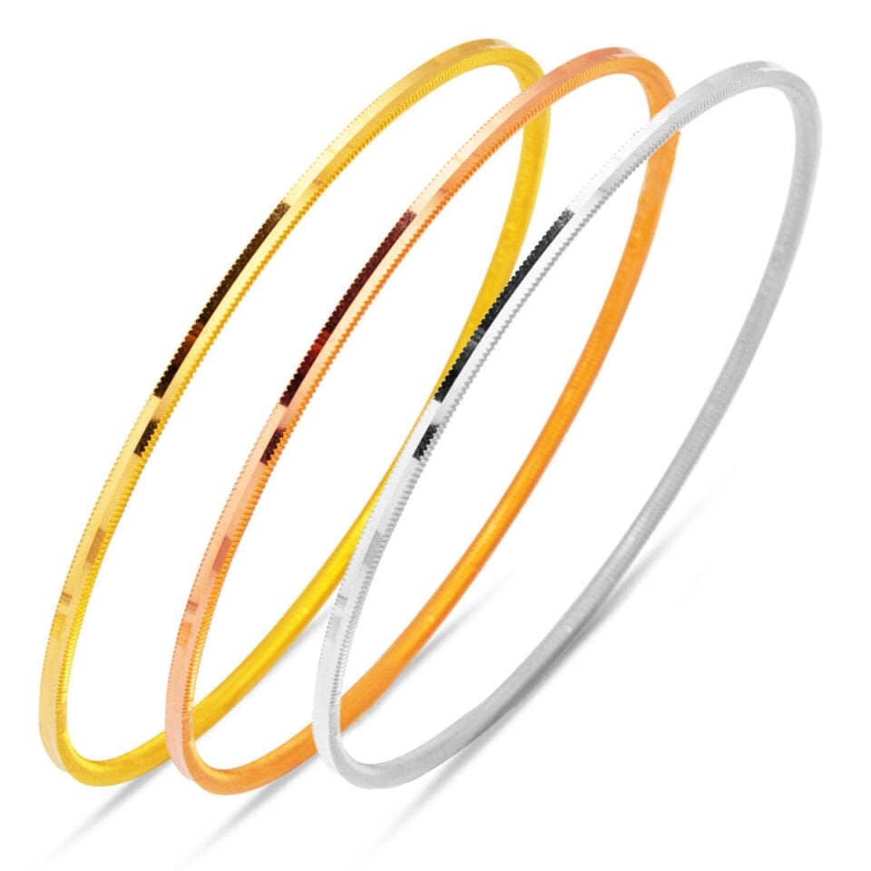 Üç Renkli 22 Ayar Altın Ajda Bilezik (3*9) 27 gr.