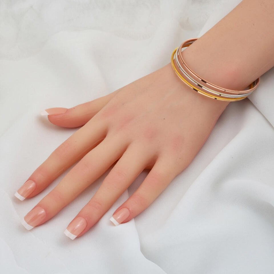 22 Ayar Altın Üç Renkli Ajda Bilezik (3*8) 24 gr.