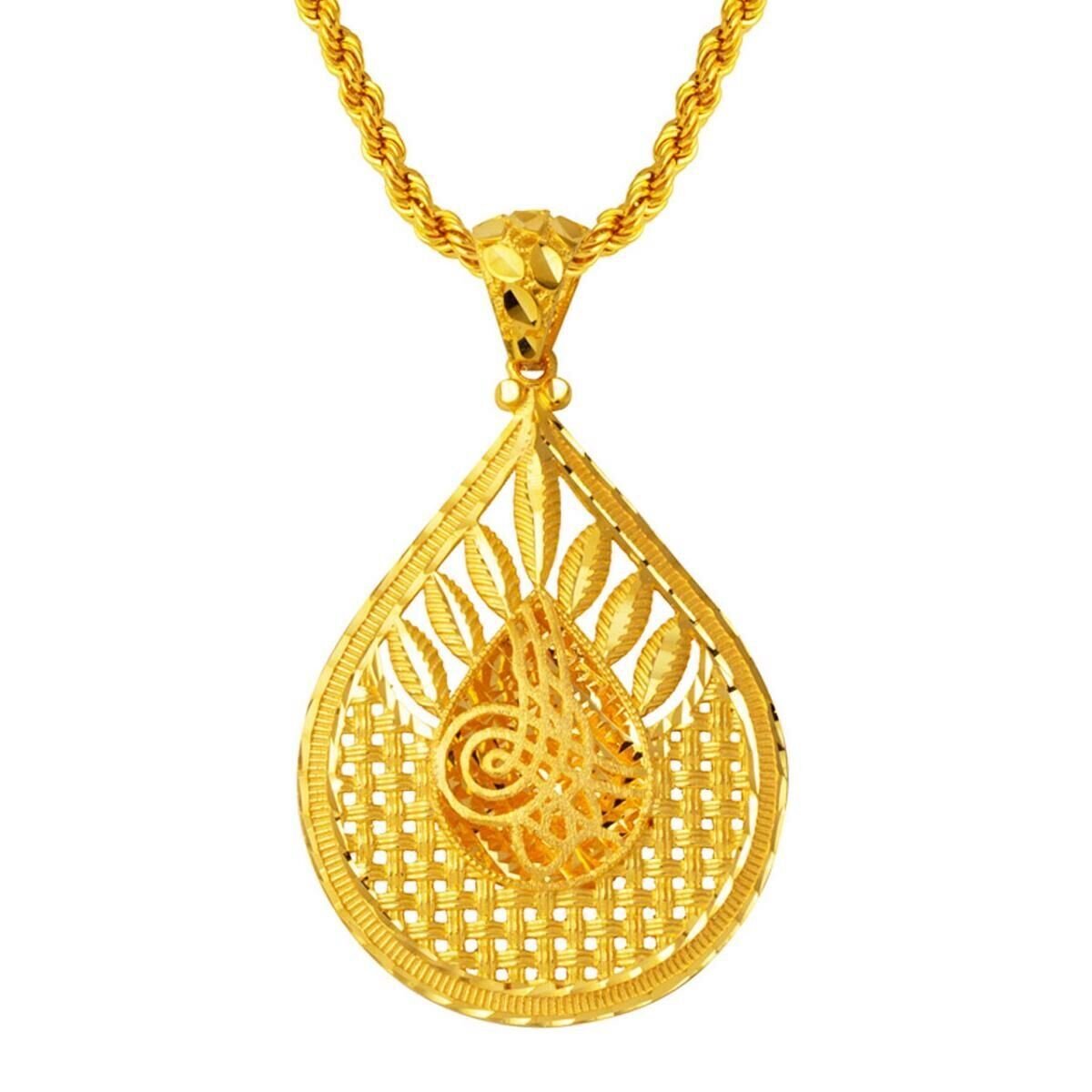 Kuş Tüyü Damla Tuğra Altın Kolye