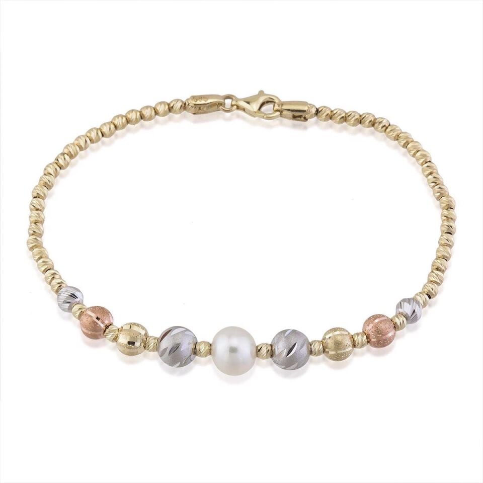 Top Top Altınlı 14 Ayar İncili Bilezik