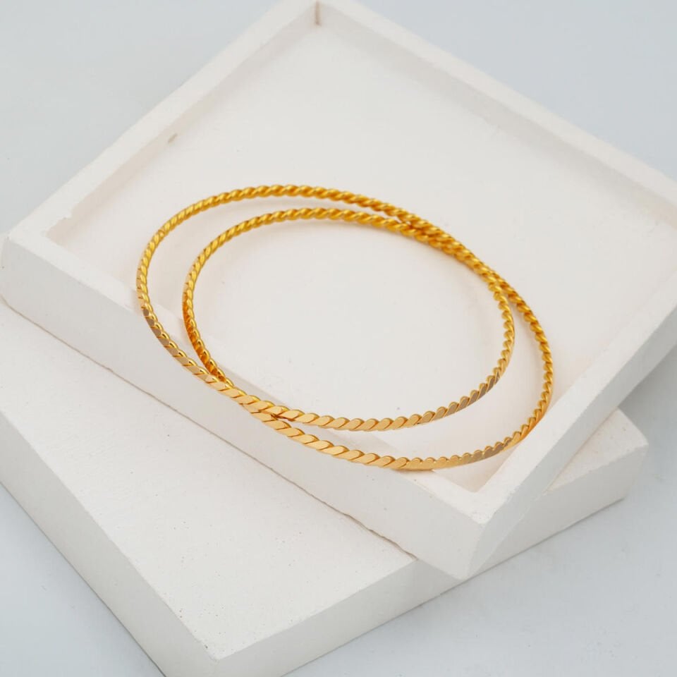 Burmalı Ajda Altın 22 Ayar Bilezik (2*7) 14 gr.