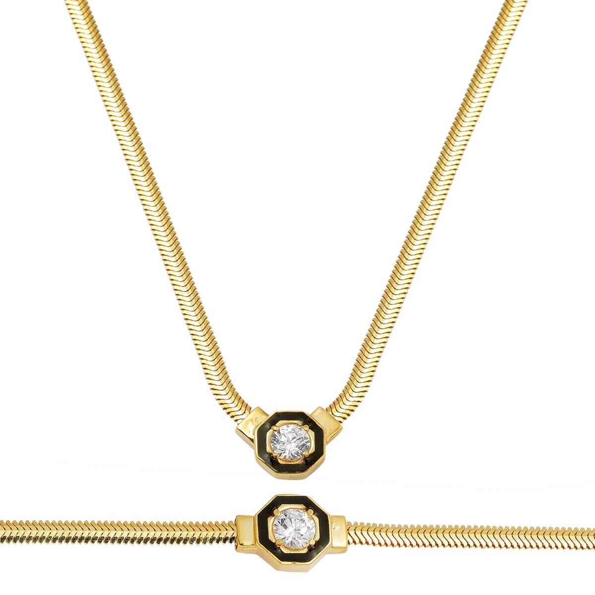 Şikel Tektaşlı Altın Takı Seti