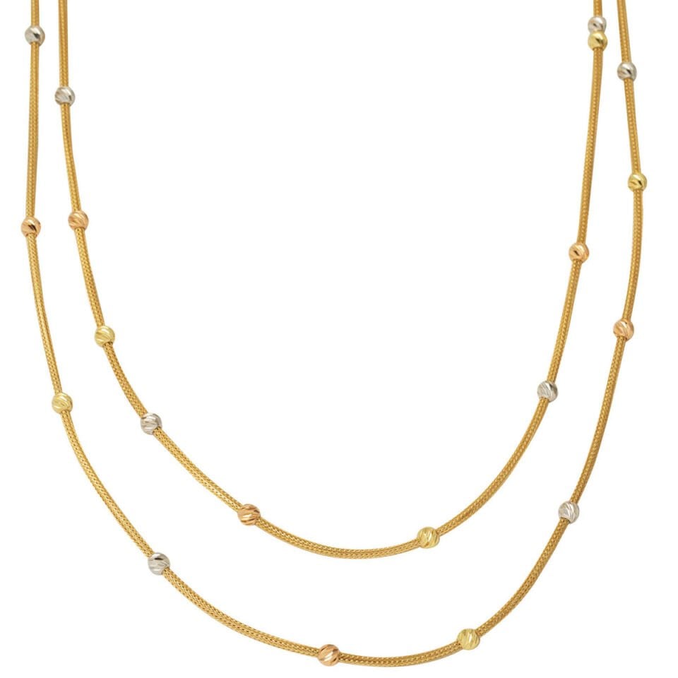 Çift Sıra İtalyan Zincirli 14 Ayar Dorika Altın Kolye