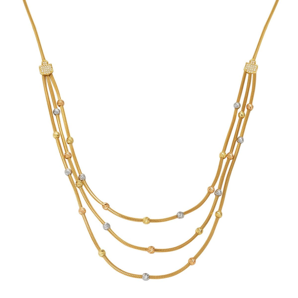 Üç Sıra İtalyan Zincirli 14 Ayar Dorika Kolye