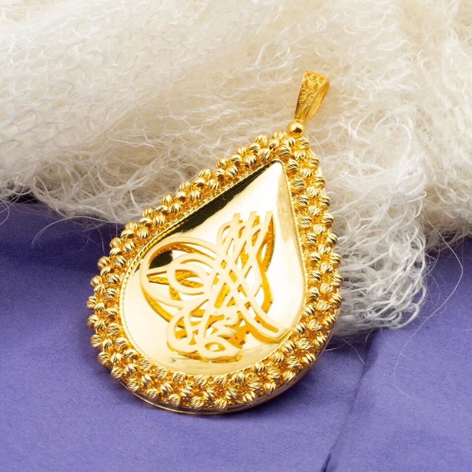 Damla Tuğra Toplu Altın Kolye Ucu