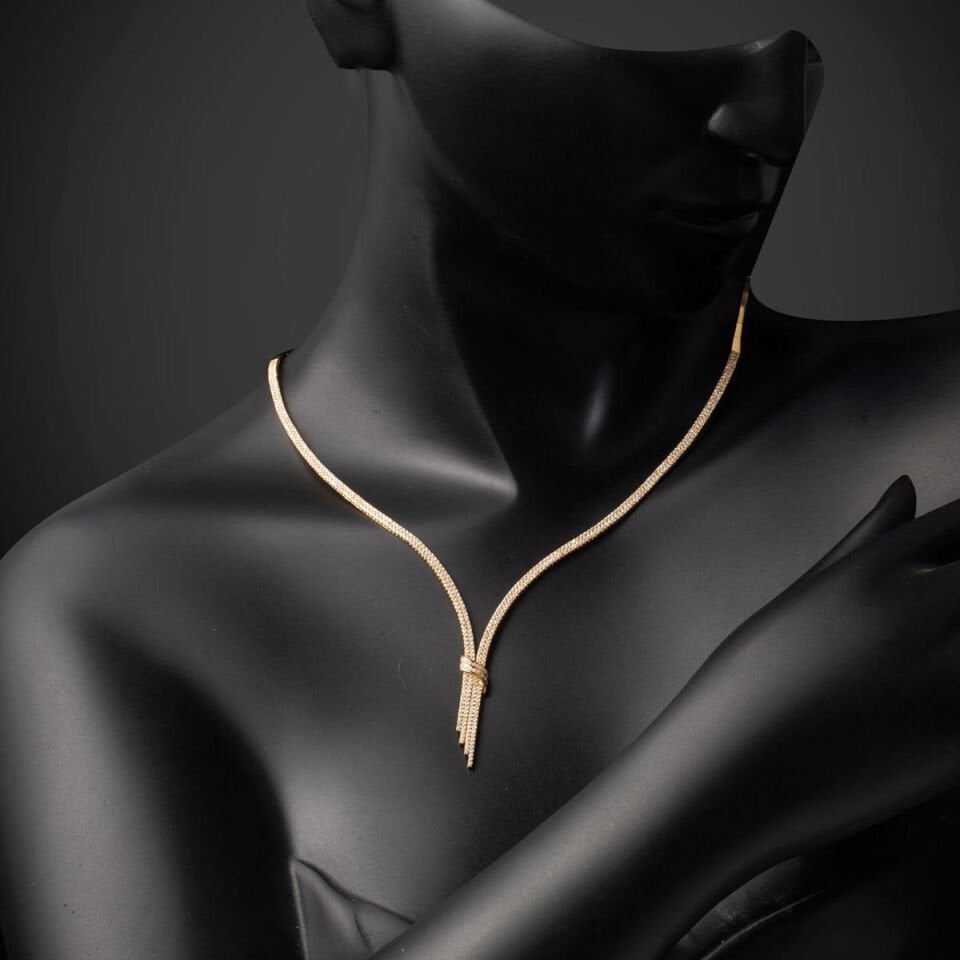 Kemerli Sarkıt Suyolu Altın Gerdanlık