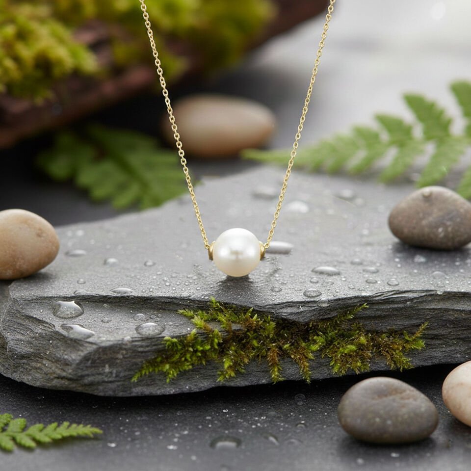 İncili 14 Ayar Altın Kolye