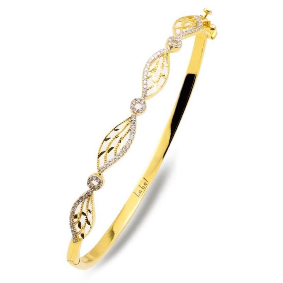 Yapraklar 14 Ayar Altın Kelepçe Bilezik