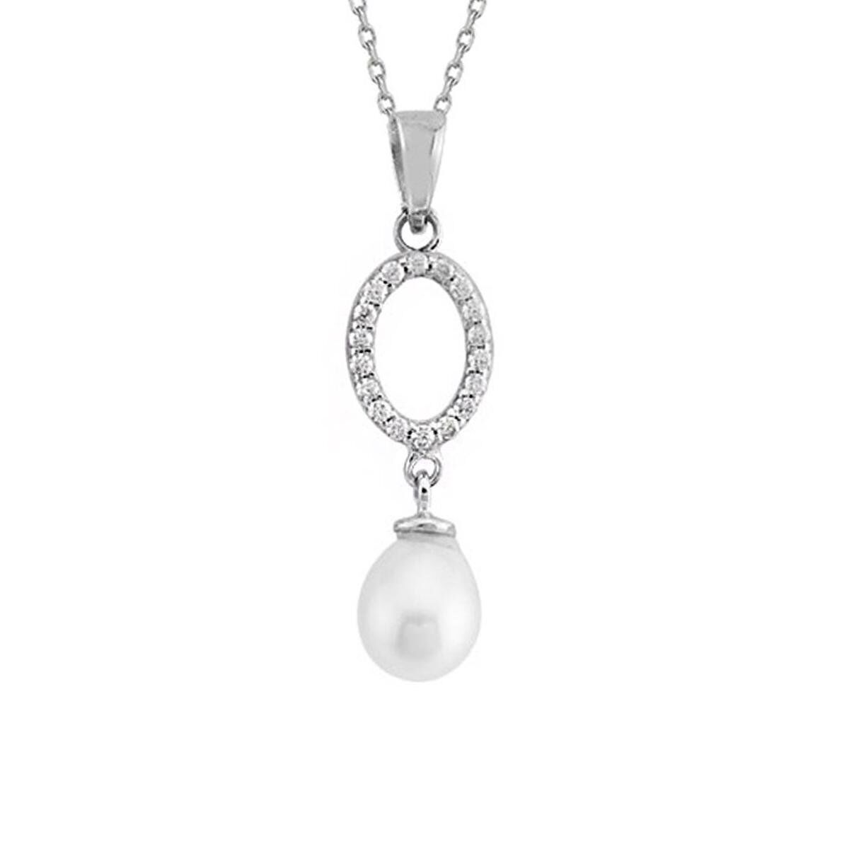 Oval Halka İncili Altın Kolye