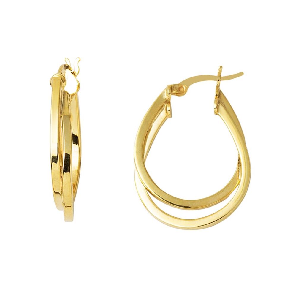 İtalyan Çift Halkalı Altın Küpe