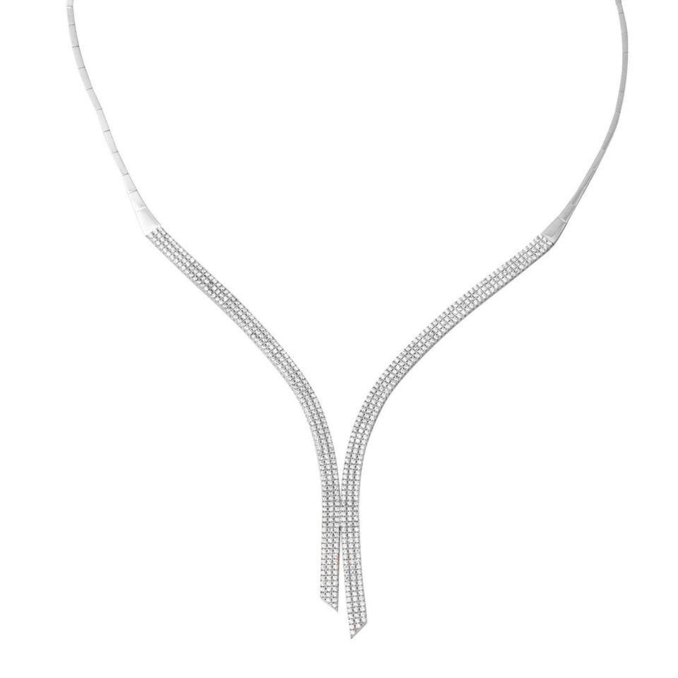 3 Sıra Beyaz Altın Suyolu Gerdanlık