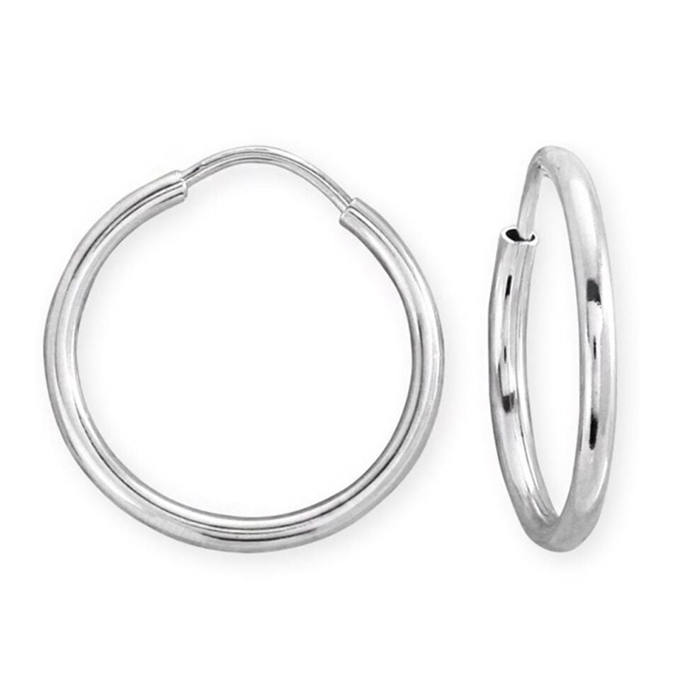 1,5 Cm Enli Beyaz Altın Halka Küpe