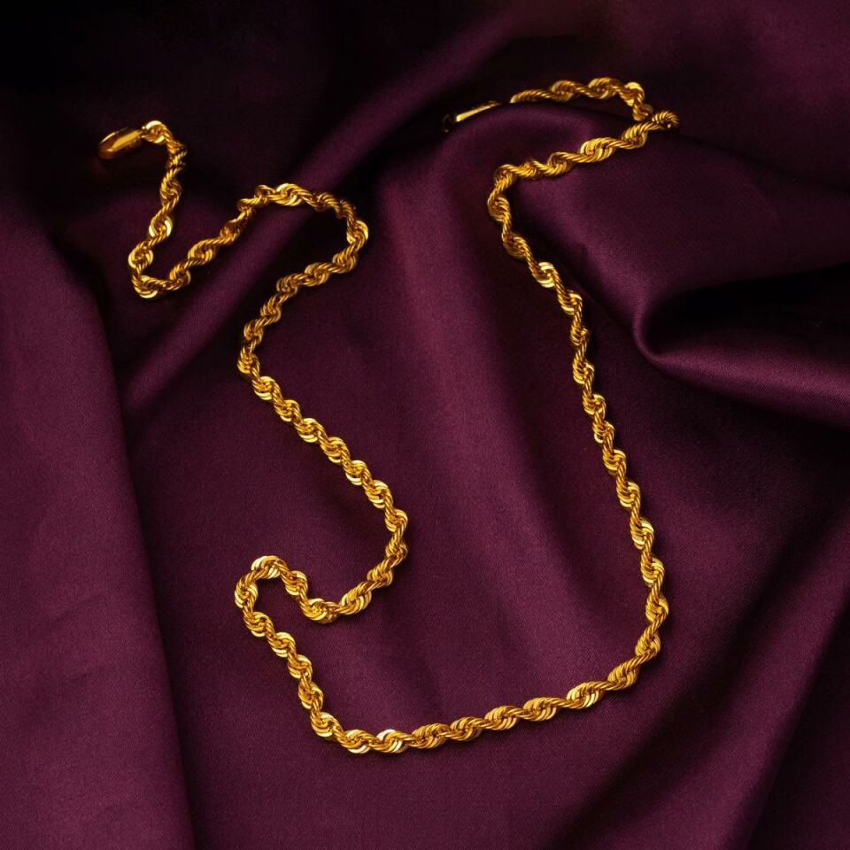 14 Ayar Aynalı Burma Zincir 50 cm