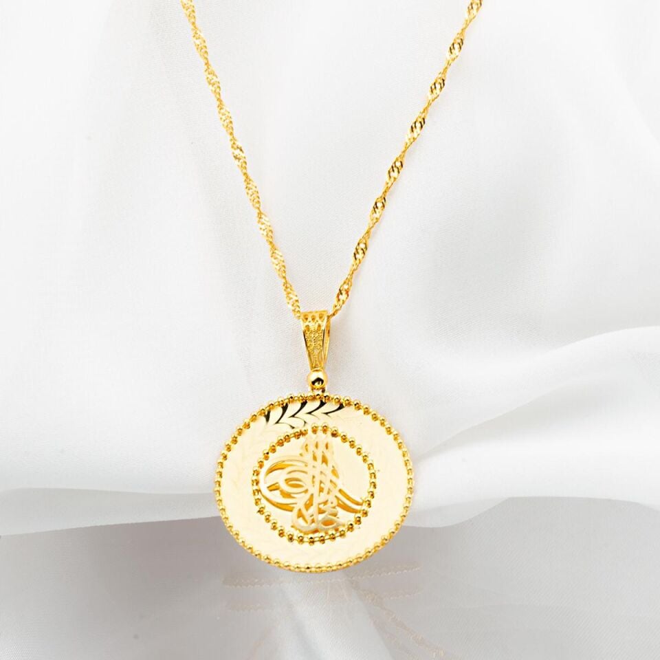 Çember Tuğra Toplu Altın Kolye