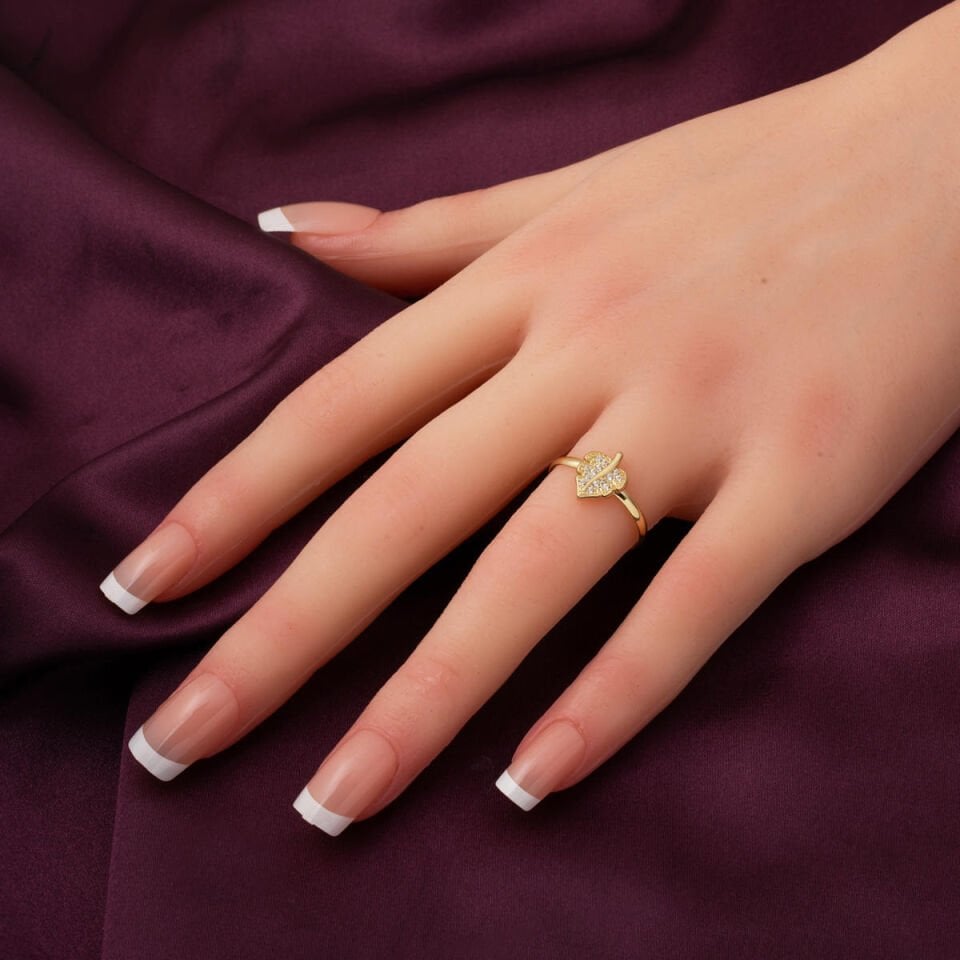 Yaprak Minimal 14 Ayar Altın Yüzük