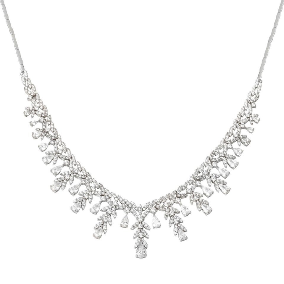 Damlalar Beyaz Altın 14 Ayar Gerdanlık