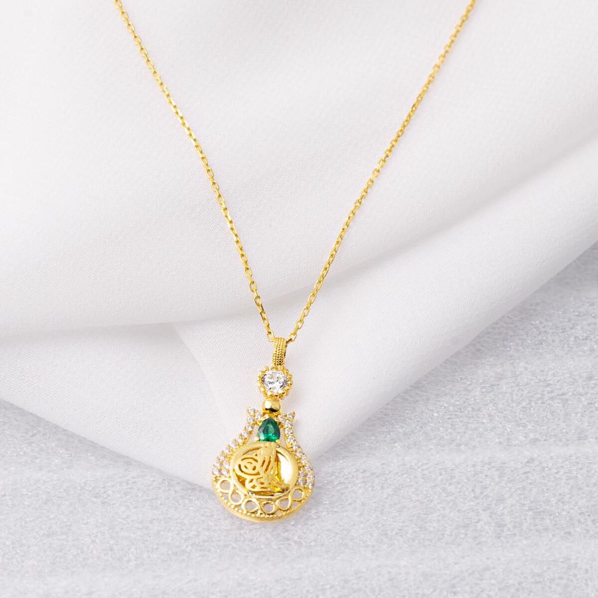 Sonsuzluklu Lale Tuğra Altın Kolye