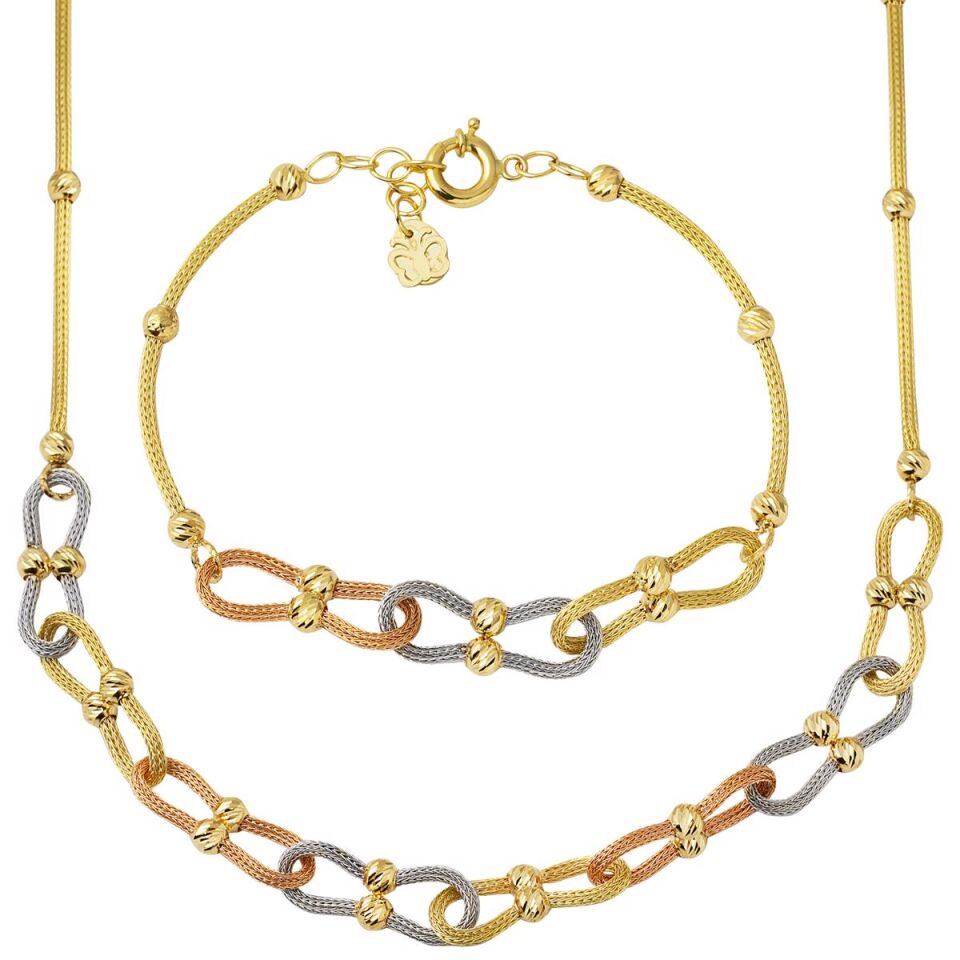 Gerdanlık & Bileklik Sonsuzluklu Altın Set