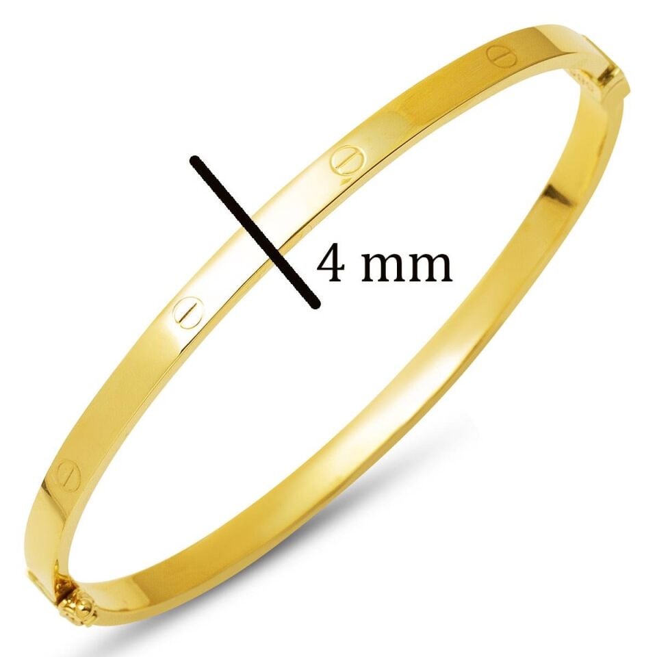 Vidalı Taşsız Kelepçe Altın Bilezik